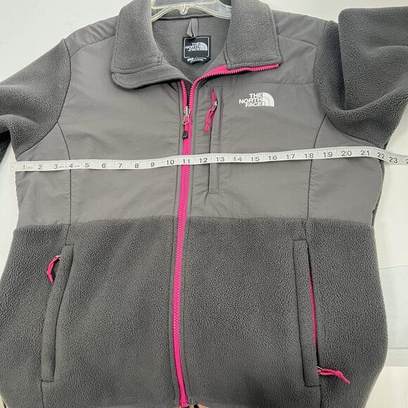The North Face Denali Jacket Womens Large Gray Pink Full Zip Polartec Recycled - Picture 11 of 13